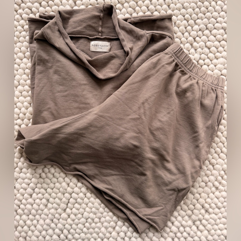 Honeydove Vintage mushroom Brown mock neck Lounge Set